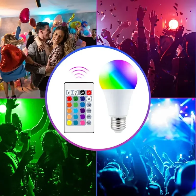 RGB Light Bulb 16 Colors Dimmable 220V Home Decoration Lamp E27 Magic Bulbs 7W Colorful Neon LED Smart Spot Light IR Remote