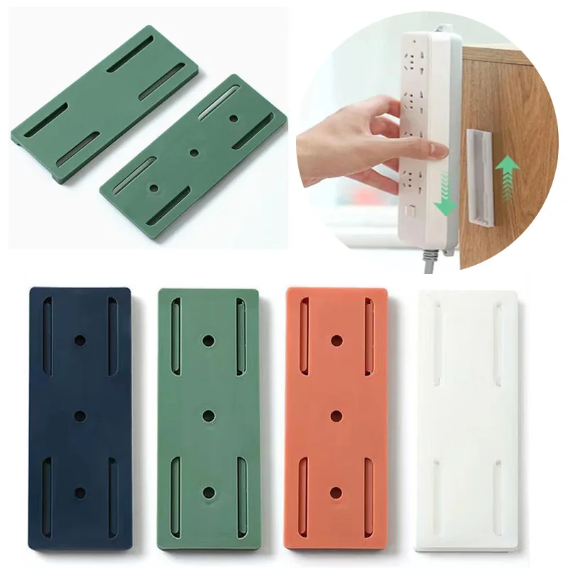 1/3/5PCS Self-Adhesive Power Socket Strip Fixator Wall Mounted Self Adhesive Punch Free Row Plug Holder for Kitchen Home Office