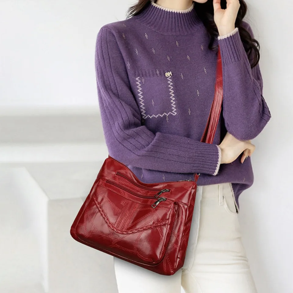 Women's Bags Light Multi-pocket Design Ladies Crossbody Shoulder Bags Vintage Pu Leather Purses Handbags