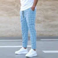 Men's new plaid fashionable European and American style pants, business casual travel slim fit pants, comfortable and multifunct