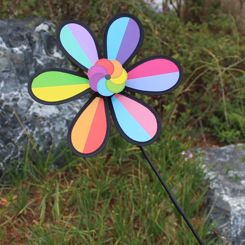 Rainbow Garden Windmill Pinwheel Decor 2