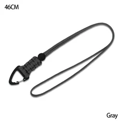 Braided Nylon Paracord Keychain with Metal Triangle Buckle and Carabiner (46cm - Gray)