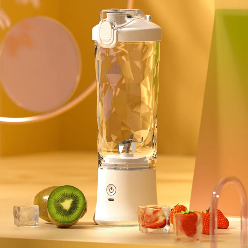 Portable Blender Bottle, 600ML Personal Smoothie Maker, USB Rechargeable Leak-Proof Design for Shaking Travel Accompany