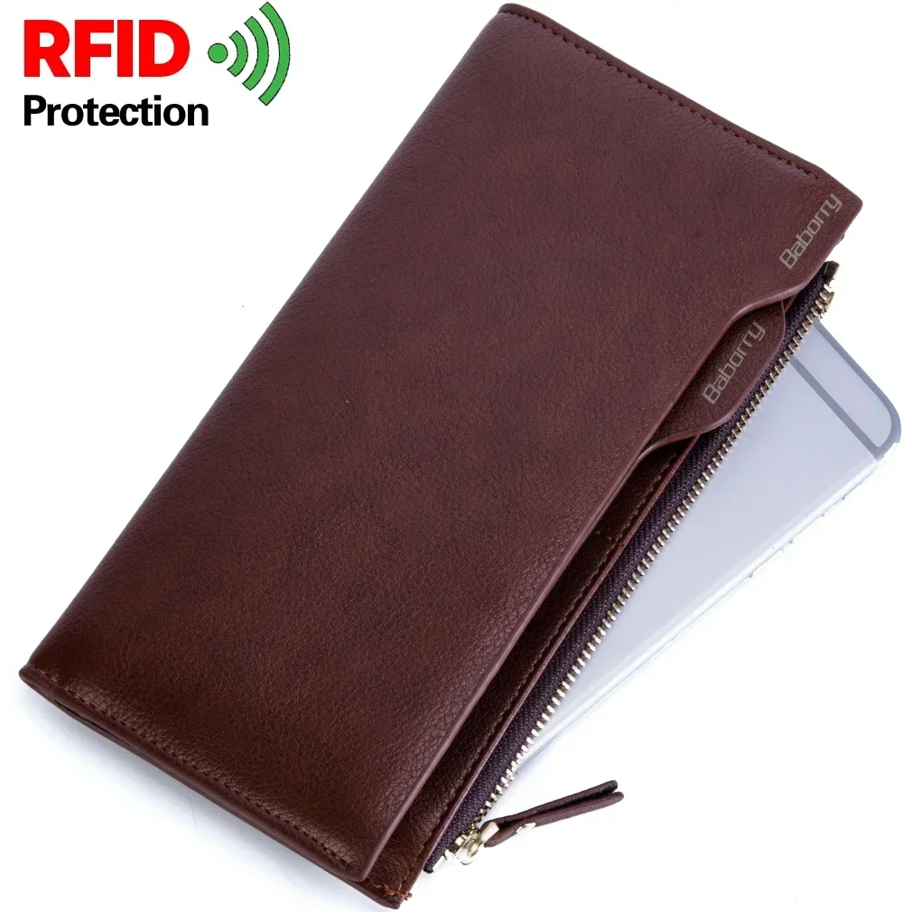 

Кошелек мужской на молнии с Rfid-блокировкой и защитой от кражи