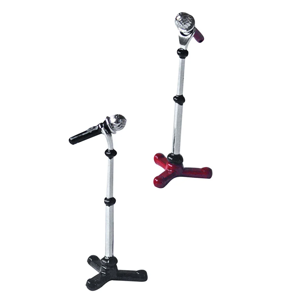 

2 Sets Bracket Wireless Simulated Microphone Work Child Tiny Girls' Accessories Infant Toys Alloy Mini House Decor