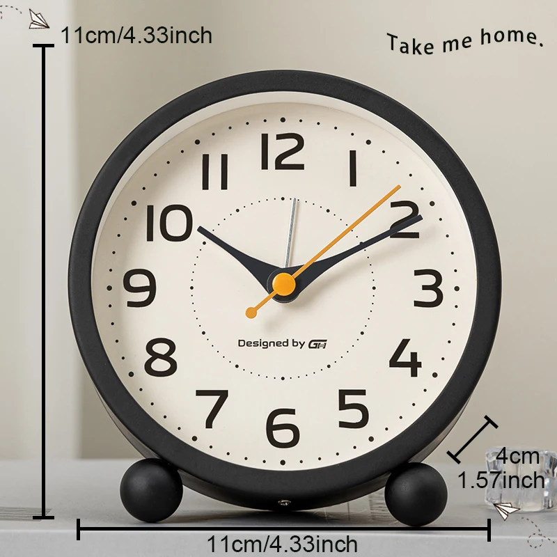 Children's Silent Metal Alarm Clock with Night Light