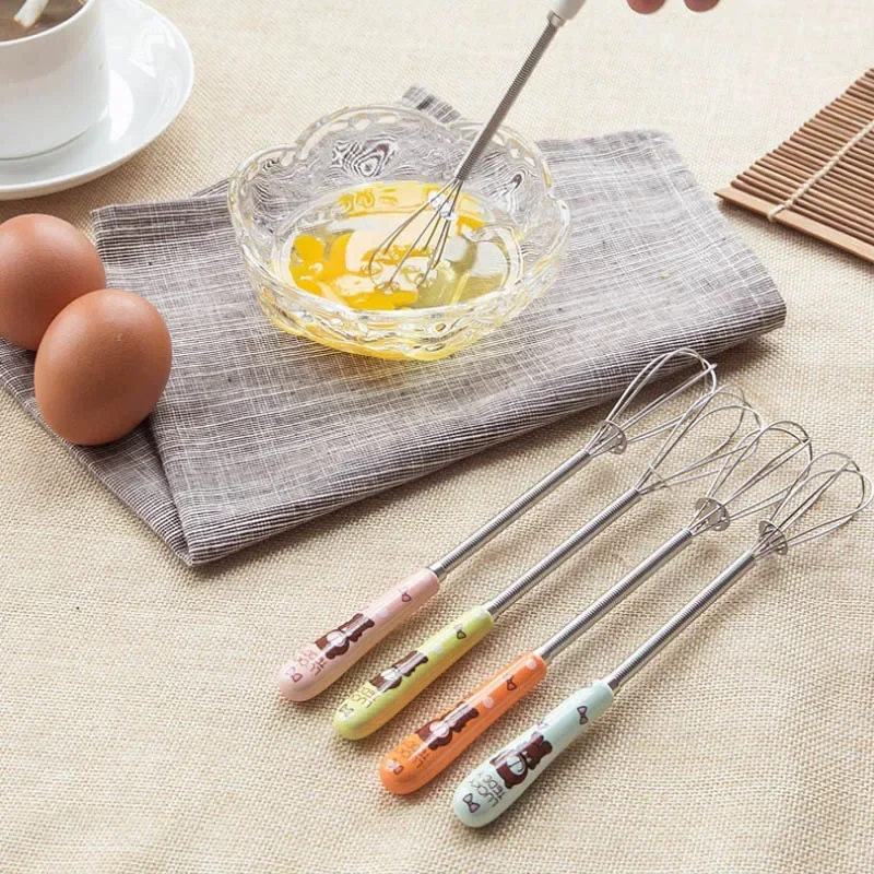 Egg Beater Whisking Cream Butter Ceramic Handle Egg Beaters Manual Stainless Steel Beaten Eggs Kitchen Tools Milk Stirrer Baking supplies