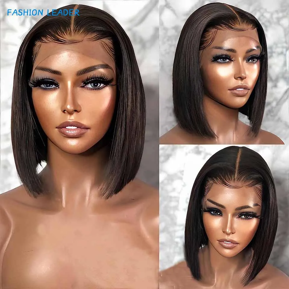 

Short Bob Wig Human Hair 13x4 HD Lace Frontal Wig For Black Women Brazilian 180% Density Glueless Wigs Remy Baby Hair Natural