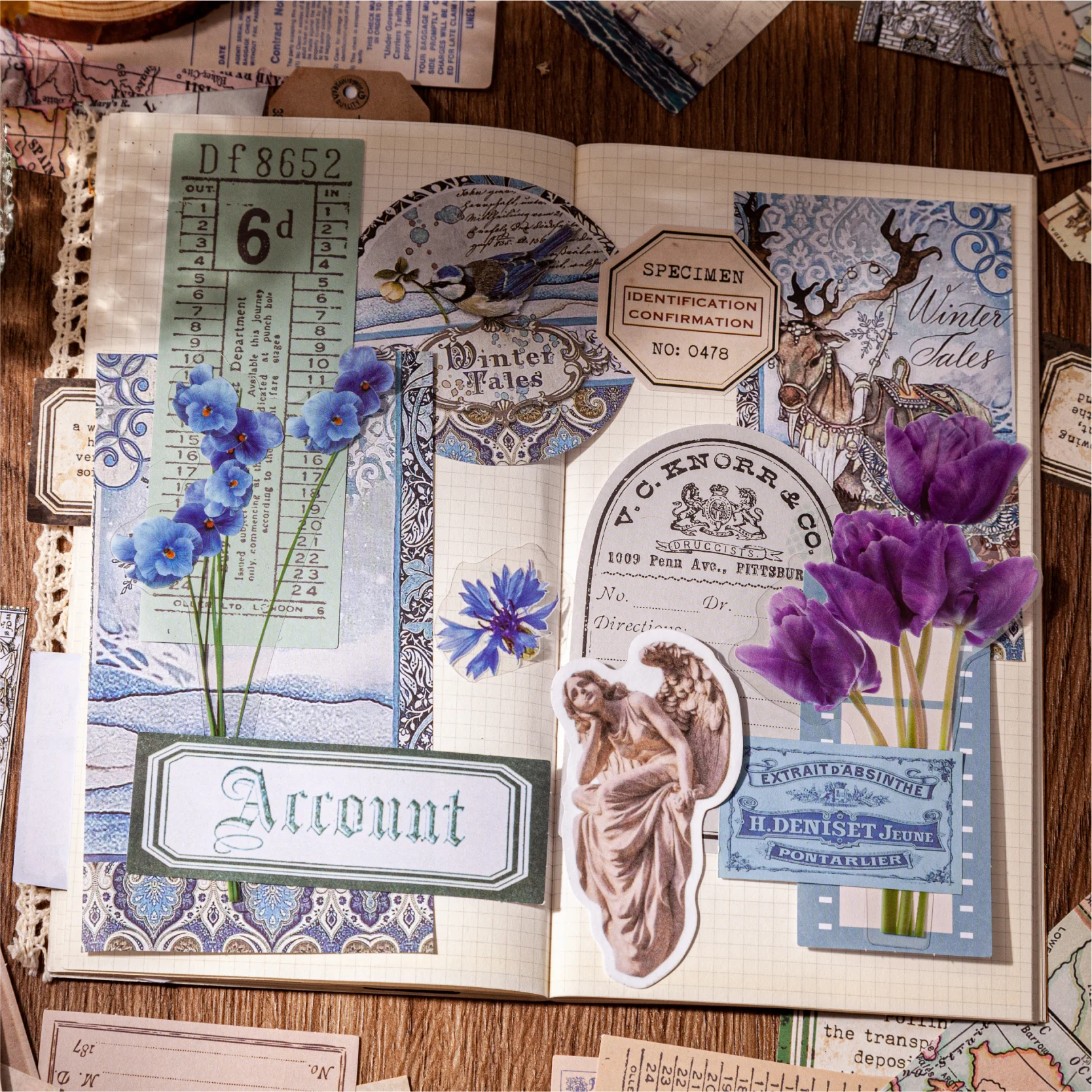 80pcs/pack Classic Retro Memo Material Paper Pack DIY Scrapbook Background Decoration Album Envelope Diary Bookmark Stationery 2