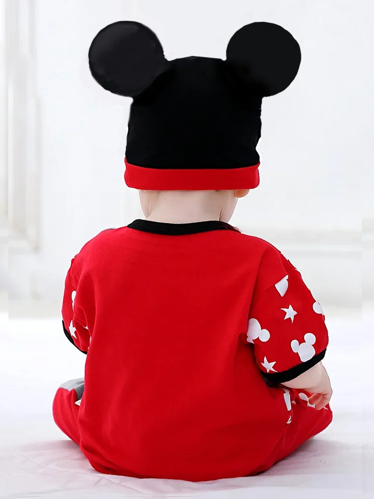 Summer Baby Rompers+Hat 2pcs Cartoon Mickey Minnie Boys Girls Jumpsuit Infant Costumes Newborn Baby Clothes Set Lovely Sets