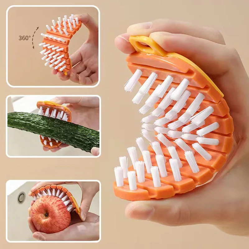 Bendable Cleaning Brush Fruit and Vegetable Brush Kitchen Fruit Brush Pot and Bowl Cleaning Household Brush Floor Cleaning Brush