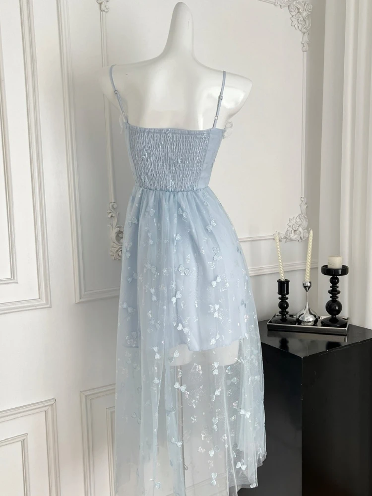 french blue lace dress Long Formal Puff Sleeve Ruffle Dress Puff Sleeves & Ruffle Detail Mac – The  Dress Outlet main image 0