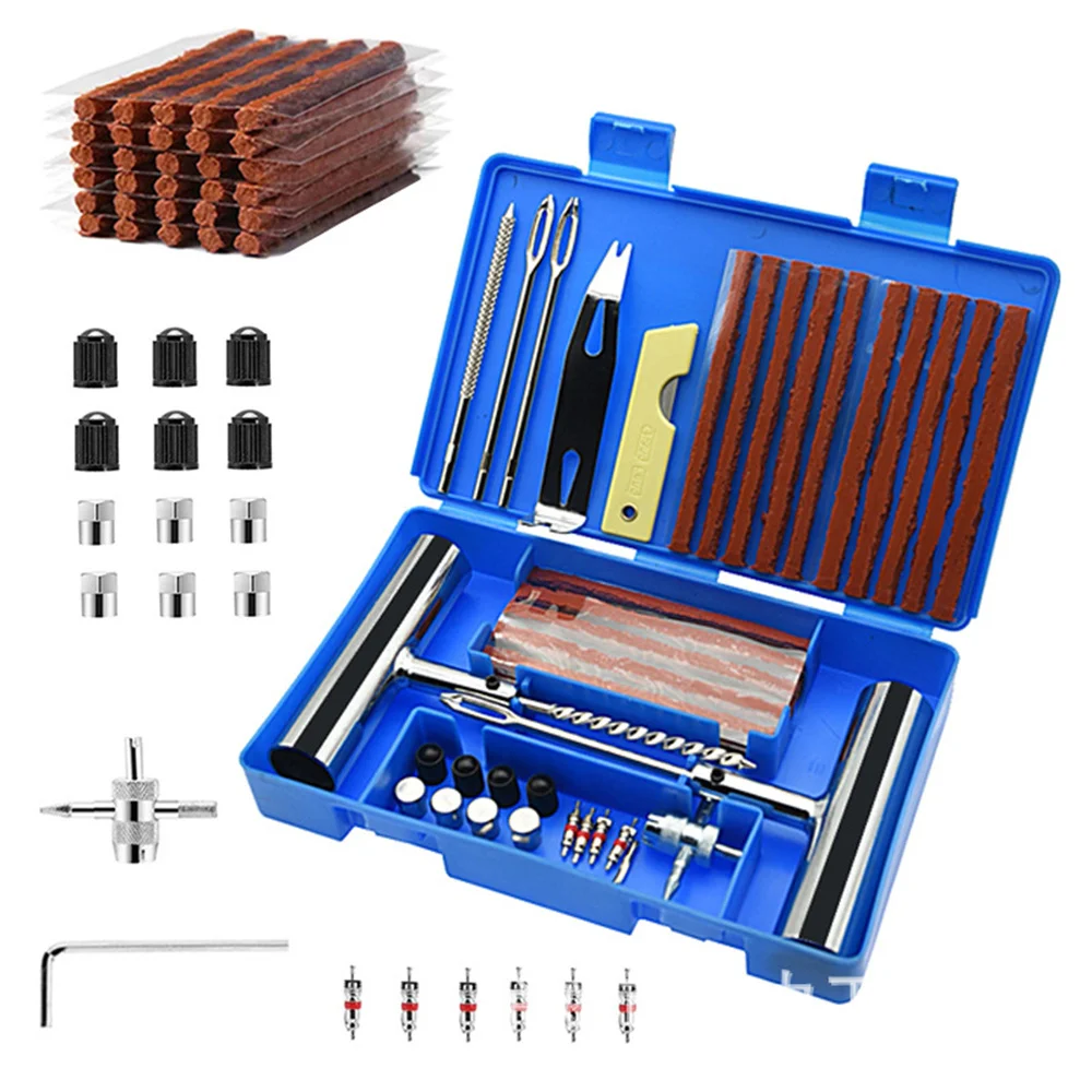Auto Tire Repair Set Puncture Repair Tools 33/58pcs Car Van Motorcycle Bike Emergency Tubeless Tire Rivet Set