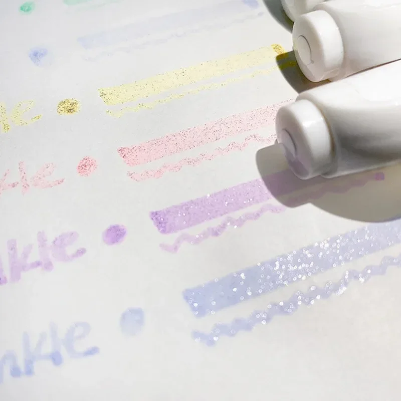 4pc/set Shiny Highlighter Marker Pen Ins Simplicity Fashion Highlighter Pen for DIY Decorative Scrapbook Journal Cute Stationery