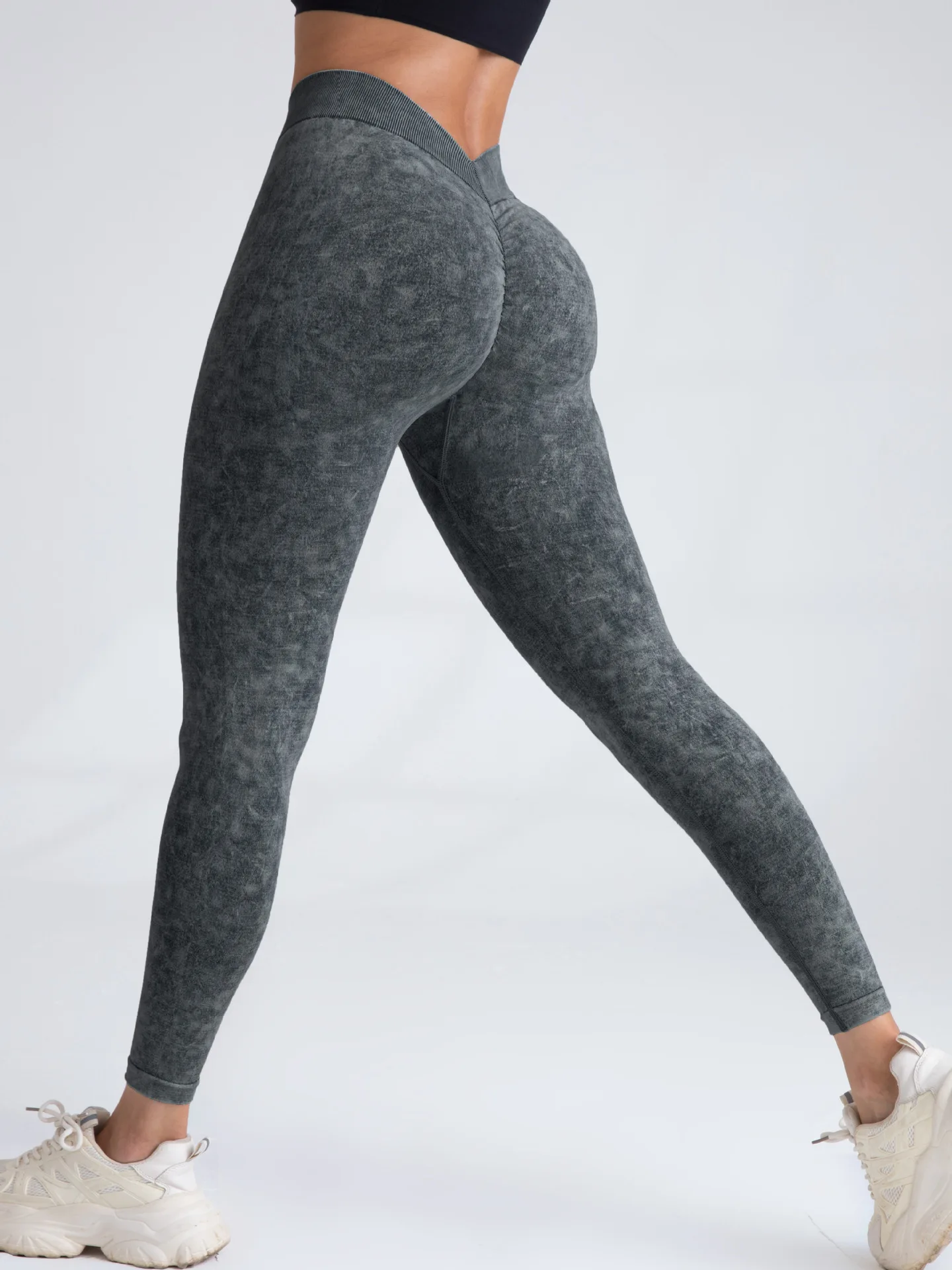 V Back Sandwash Seamless Yoga Pants Peach Hip Scrunch Gym Fitness Tight Yoga Pants Sport Leggings Women Workout Tights Sportwear