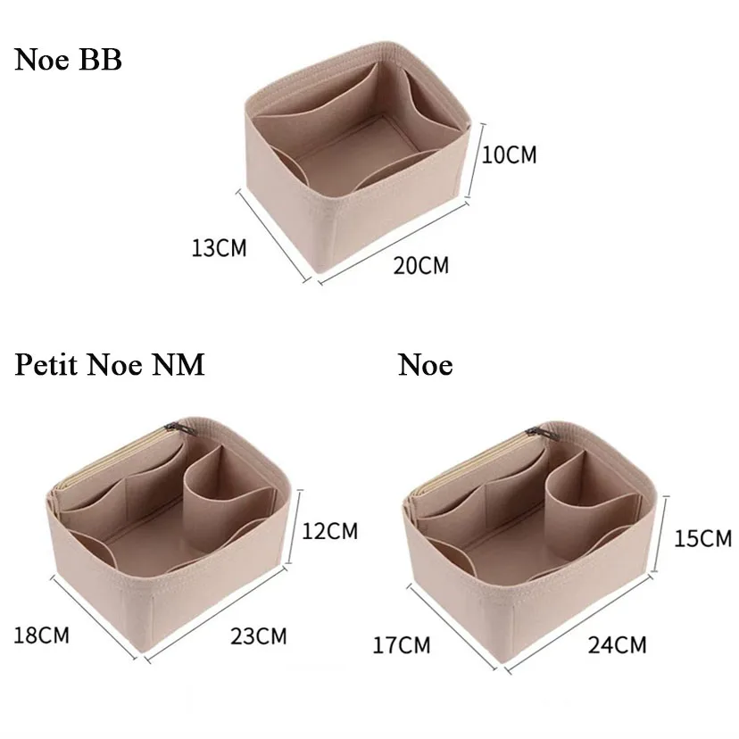 For Noe BB PetitNM Insert Organizer Felt Cloth  Makeup Handbag Organizer Travel Inner Purse Portable Cosmetic Bags