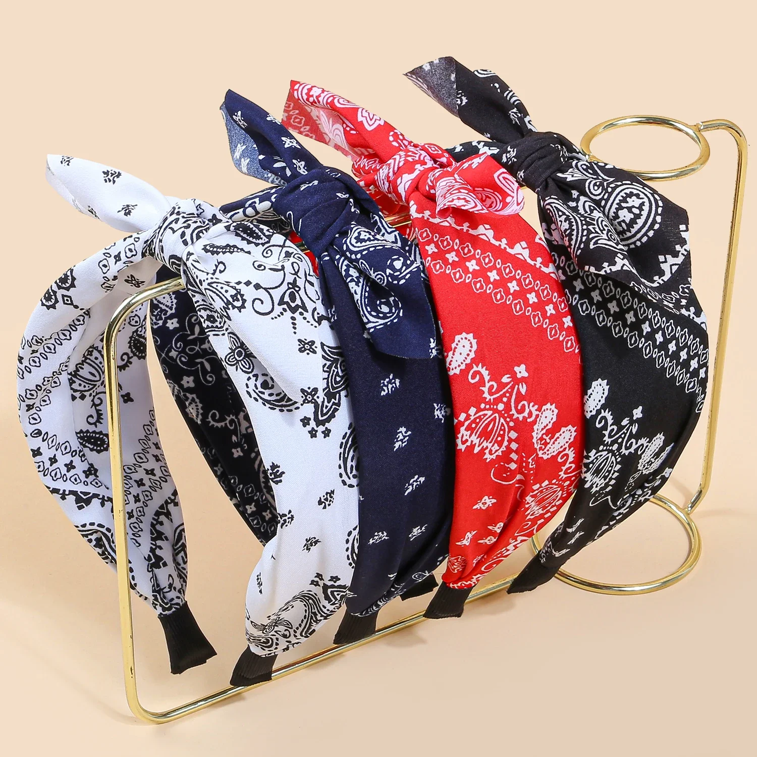 1/4 Stück Damen-Stirnbänder, Paisley-Haarbänder, geknotete Turban-Stirnband, Kopfwickel, Streifen-Stoff-Stirnbänder für Frauen und Mädchen