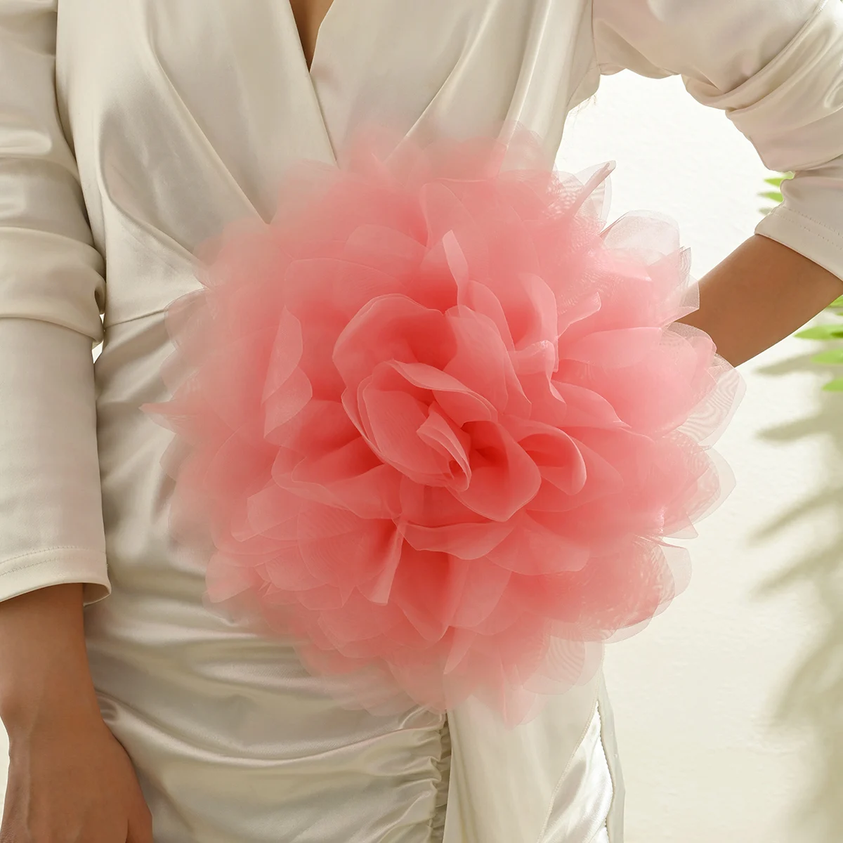 32CM Exaggerated Handmade Elegant Large Lace Flower Brooch for Women French Vintage Floral Lapel Pins Wedding Party Jewelry Gift