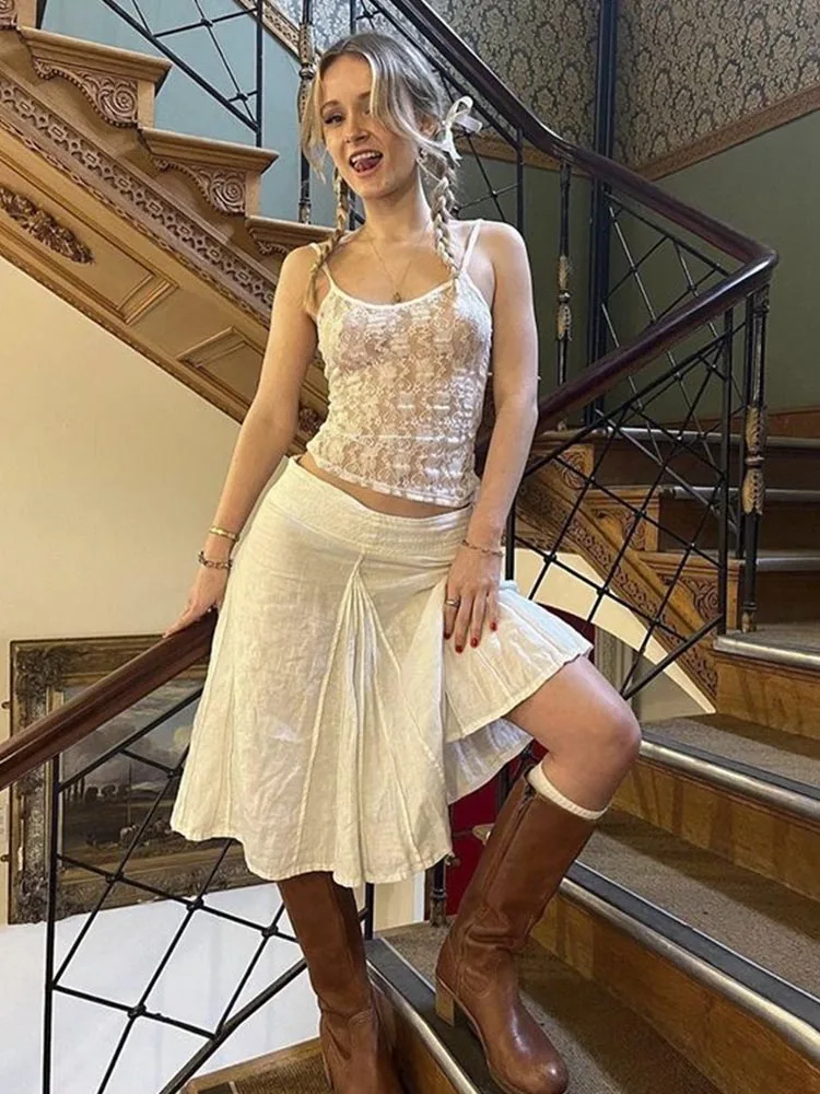 women top  sexy top white white lace bustier Perspective slim fitting camisole vest - 3