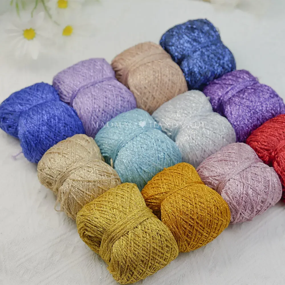 50g Glitter Sparkle Metallic Yarn for Knitting  Crochet DIY Yarns Shinny Line for Knit Bag DIY Gold Silver Thread Hat Toy 4