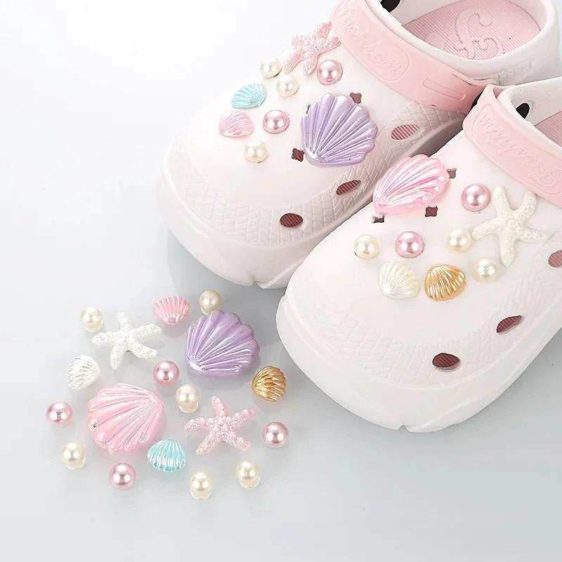 18pcs Starfish Shell Marine Series Shoe Charms Accessories for Clogs Slide Sandals Shoe Decoration Buckle Pins Boys Girls Gifts