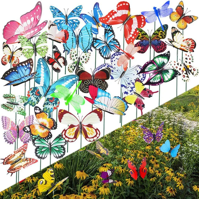 50 pièces bâtons papillon extérieur jardin planteur pot de fleurs lit  décoration