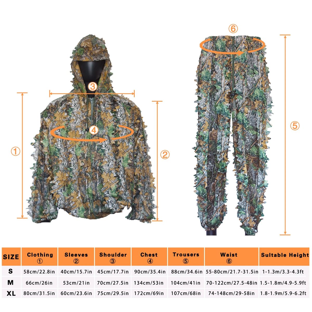 Tenue camouflage jungle bionique 3D pour pêche tropicale - Combinaison tactique complète respirante