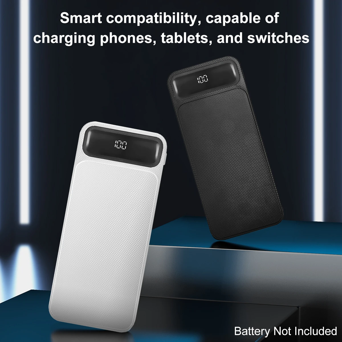 Battery Charger Case Portable DIY 8x18650 Power Bank Box with 2 USB Output/Micro and Type C Input for phones/tablets/switch