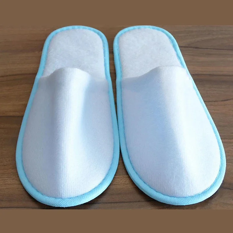 10 Pairs Disposable Slipper Non-Slip Closed Toe House Slippers Unisex Brushed Plush Slides for Hotel Travel Households Shoes 6