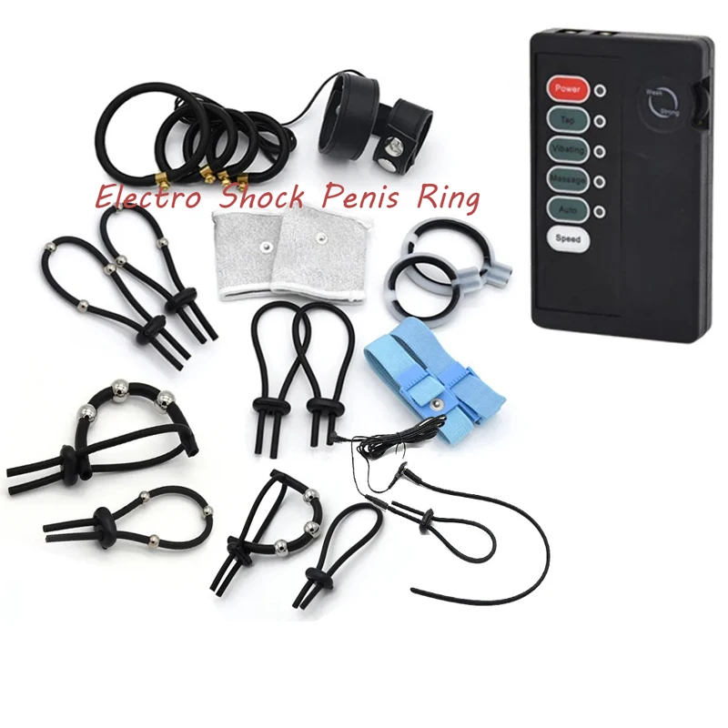 Electric Shock Glans Sleeve Time Delay Cock Rings Pulse Massage Sex Toys For Men Scrotal Ring Masturbator Medical Themed Toys