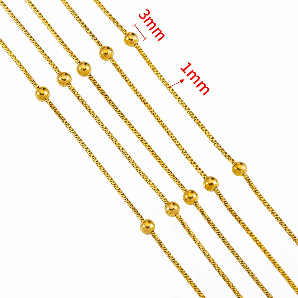 No fade 1Meter Edelstahl perlen dünne Schlangen ketten für Schmuck herstellung DIY Halskette Armband Zubehör hand gefertigte Kugel kette – Detail 1
