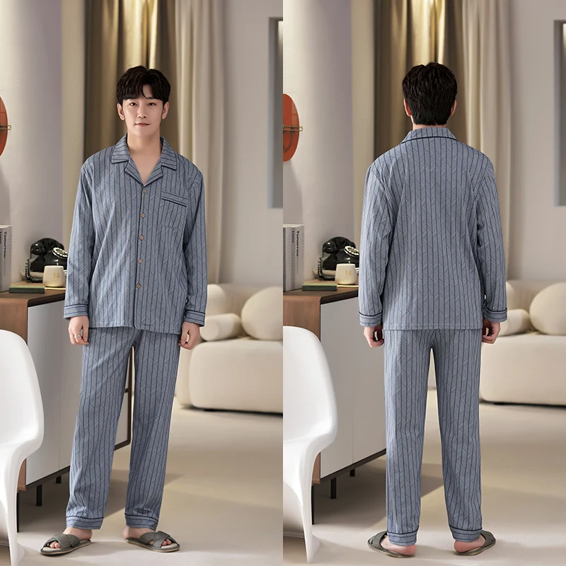 soft cotton pyjamas Oversized 7XL Spring Summer Pajamas Sets for Men Sleepwear Long Nightwear Pyjamas Pijama 5XL Nightwear Home Clothes Pants Tops men's silk pajamas