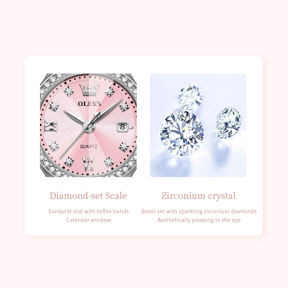 OLEVS 5628 ساعة نسائية أصلية أنيقة من الفولاذ المق...