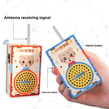 Children's walkie-talkie science experiment science education wooden technology small creation 200-meter wireless paging toy 2