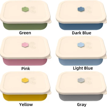 Boîte à déjeuner Bento en Silicone résistant aux fuites, récipient de préparation de repas réutilisable sans BPA avec 4 compartiments lave-vaisselle micro-ondes et coffre-fort 1
