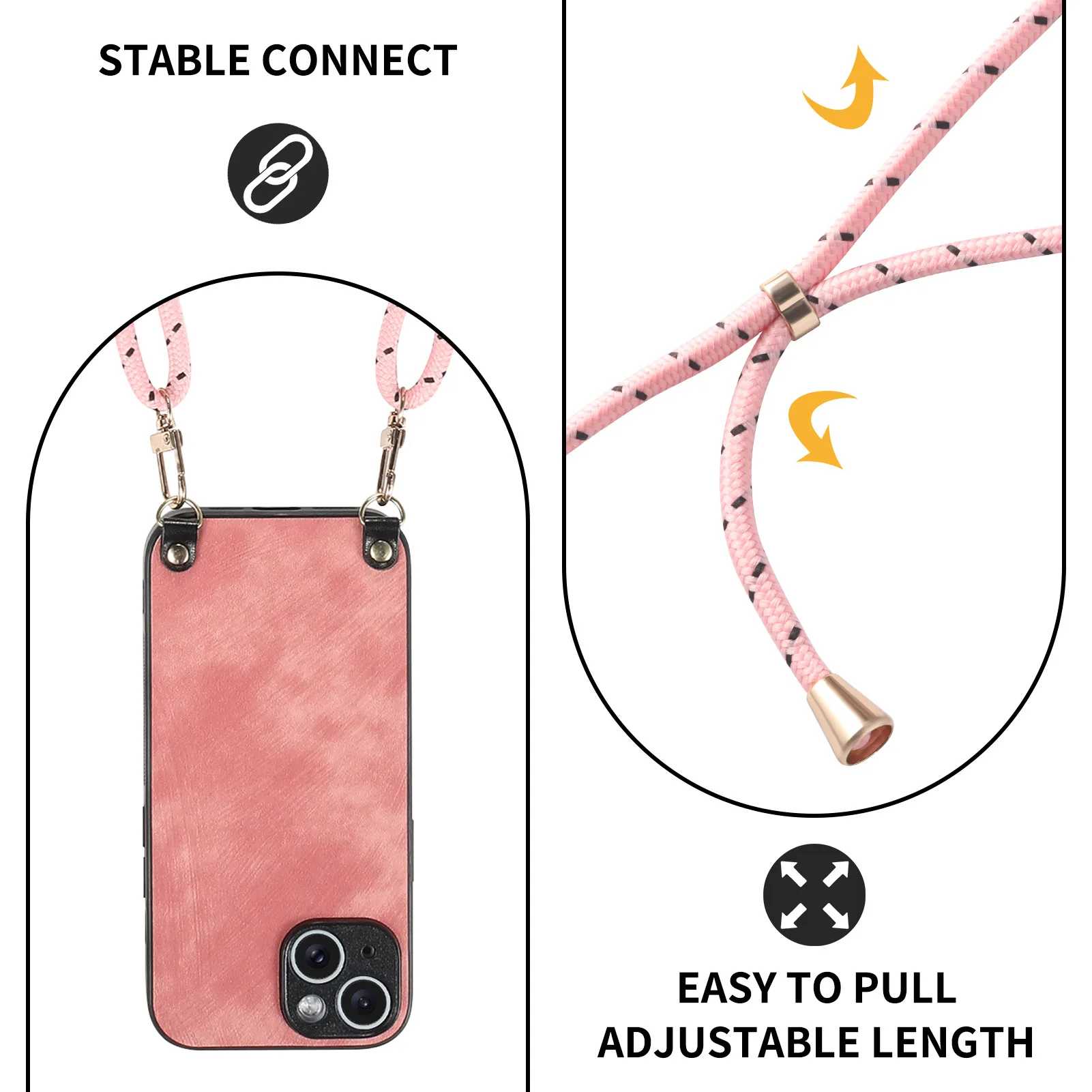 Elegant Chain Crossbody Leather Phone Case with Lanyard