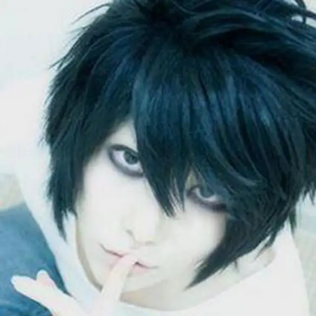 Synthetic Wig Cosplay Wig Men's Cosplay Wigs Anime Wig Set Cosplay Upturned Short Hair Women Party Hairpiece 3