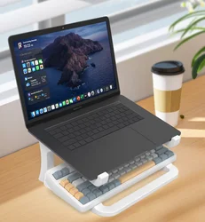 Portable Laptop Stand with Integrated Keyboard Tray - Durable and Sturdy (White)