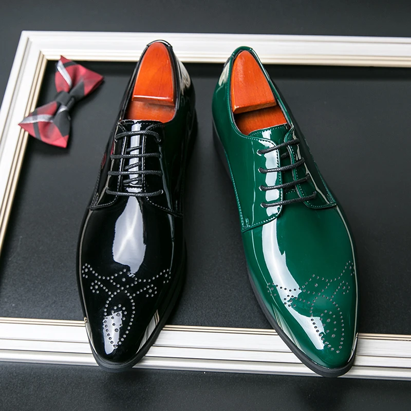 New Arrivals Green Oxfords for Men Pu Round Toe Lace-up Solid Party Mens  Dress Shoes for Men with Size 38-48 - AliExpress 322