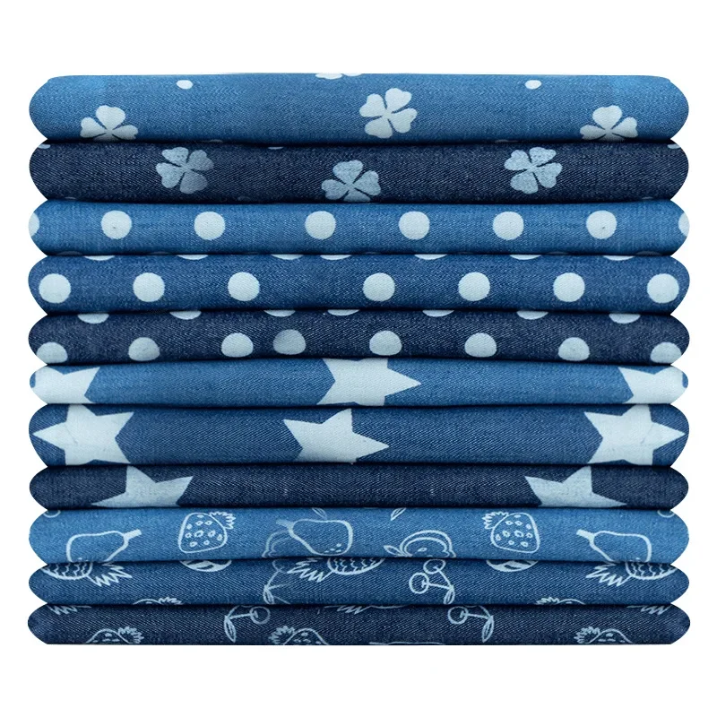 Pure Cotton Printed Jeans Fabric 32 Stitches Washed Denim for Summer Clothes And Pants Youth Shirt Material Chinese Origin