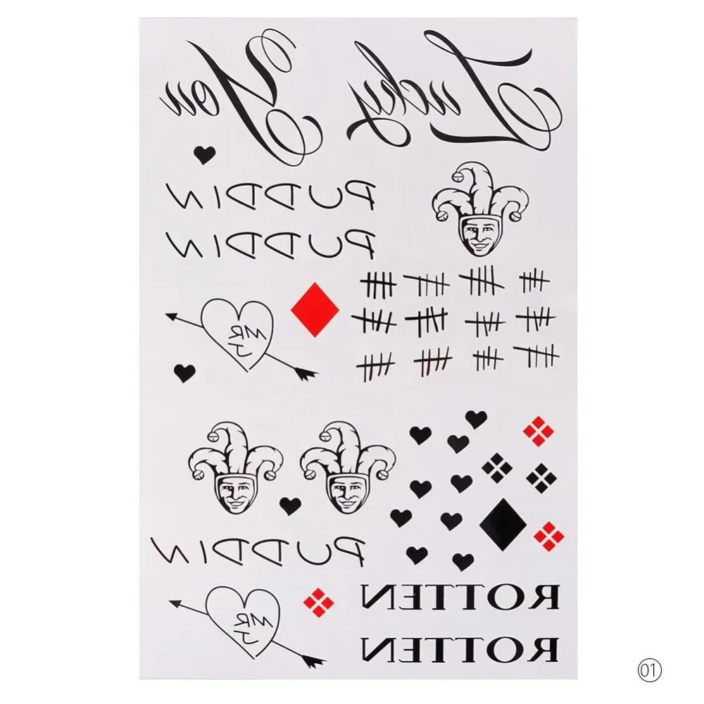 4 Styles Temporary Tatoo Waterproof Fake Tattoo Sticker The Joker Halloween Tattoos Tatouage Tatto For Men Women 4