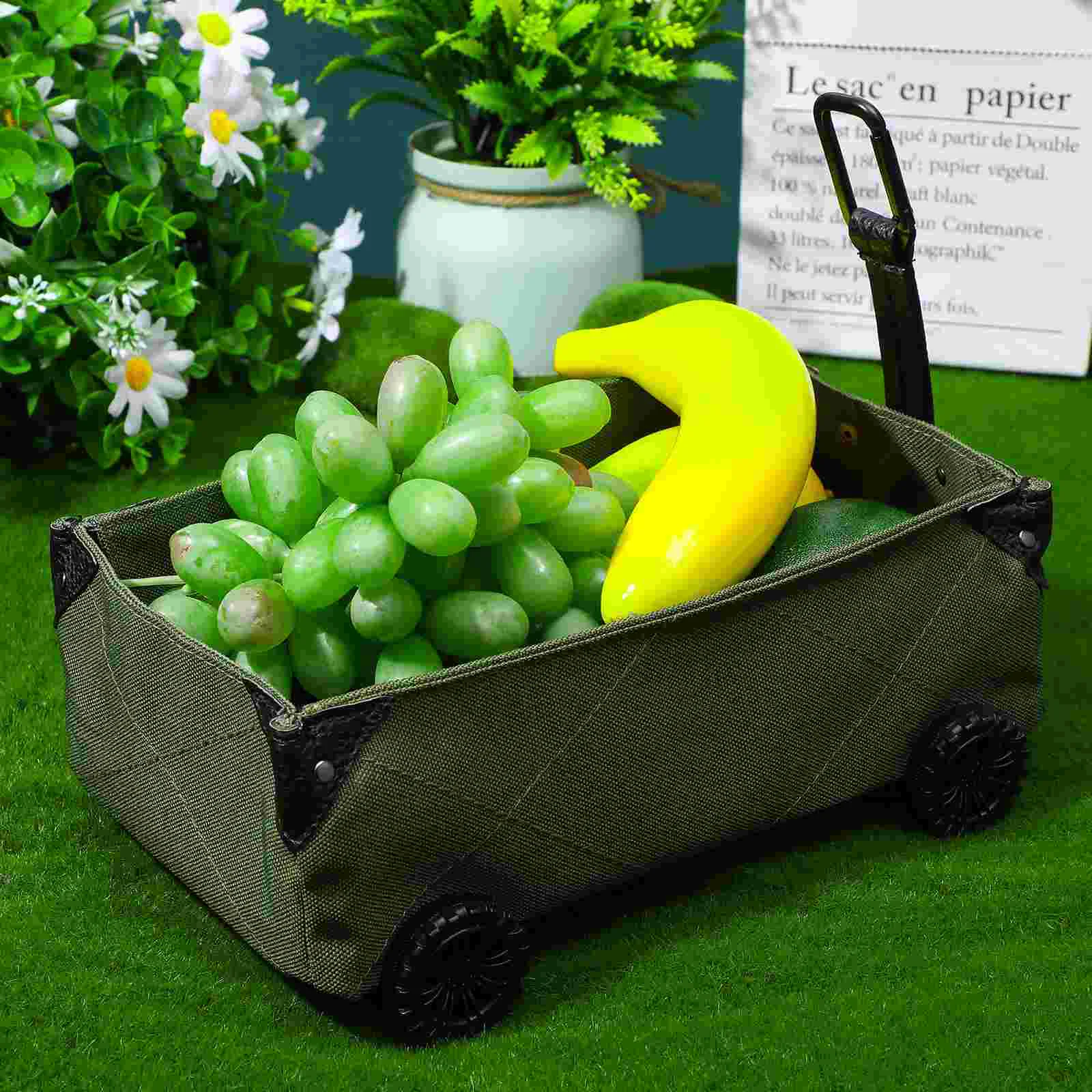 Camping Storage Box Canvas Tote Folding Dolly Cart Tissue Container Holder Trolley Case