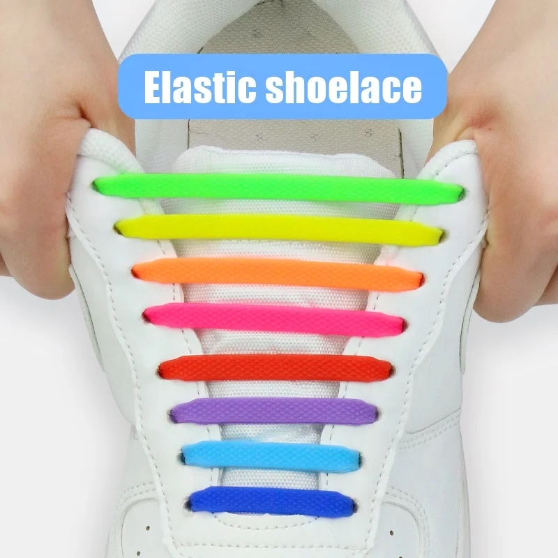 16pcslotElasticSiliconeShoelacesNoTieElasticLacesAdultsLazy
