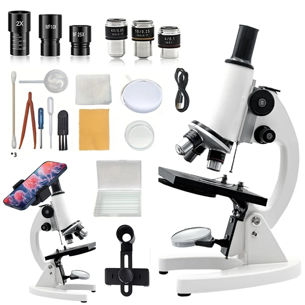 40X-2000X Monocular Microscope for Kids & Students, Optical Biology Science Lab Microscope for School Learning