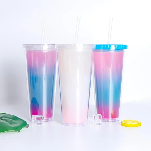 New Coming big capacity 26oz/750ml double wall plastic tumbler with straw  DIY logo diamond design lid water cup - AliExpress