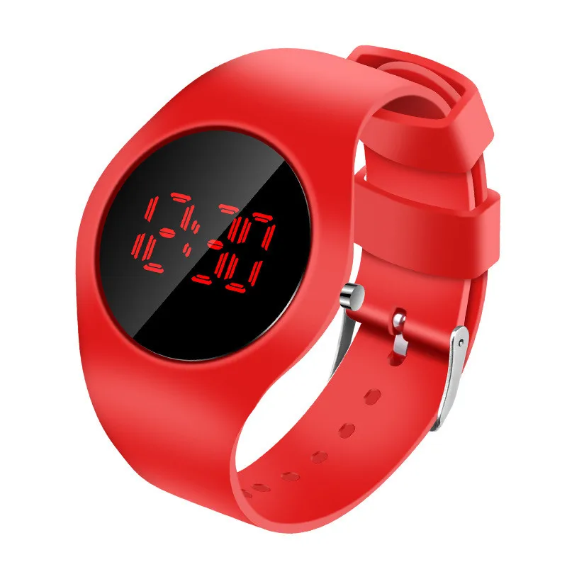 2021 New Round Touch Bracelet Watch Student Led Electronic Watch Fashion Children's Silicone Swimming Waterproof Watch Kids Gift 