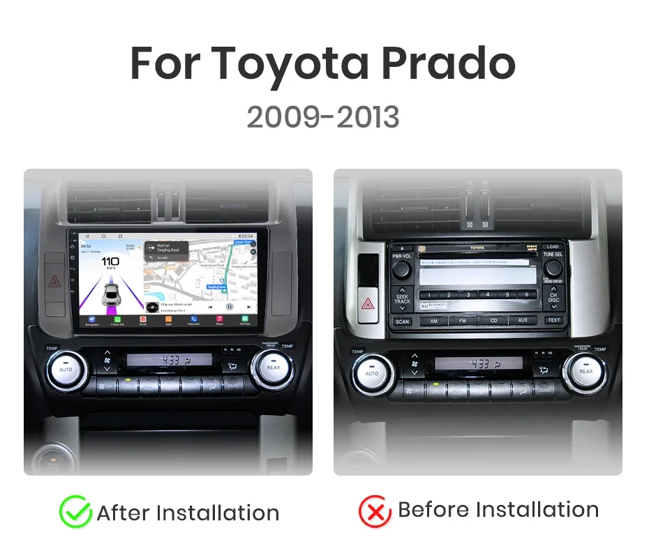 Qualcomm Chip 8 Core für Toyota Land Cruiser Prado 150 2009–2013 CarPlay für Apple Android Auto Autoradio GPS RDS FM WiFi 4G – Detail 3