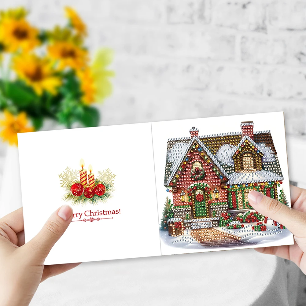 Christmas Cards 6/12PCS Snowman DIY Diamond Painting Card 5D Diamond Embroidery Mosaic Set Greeting Thank You Card diamond painting painting set