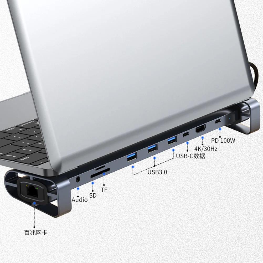 Ʈ PC Ƽ  й, 10  1, 100W PD USB C , 3 USB 3.0 Ʈ, TF SD ī , 4K, 30Hz, 3.5mm  