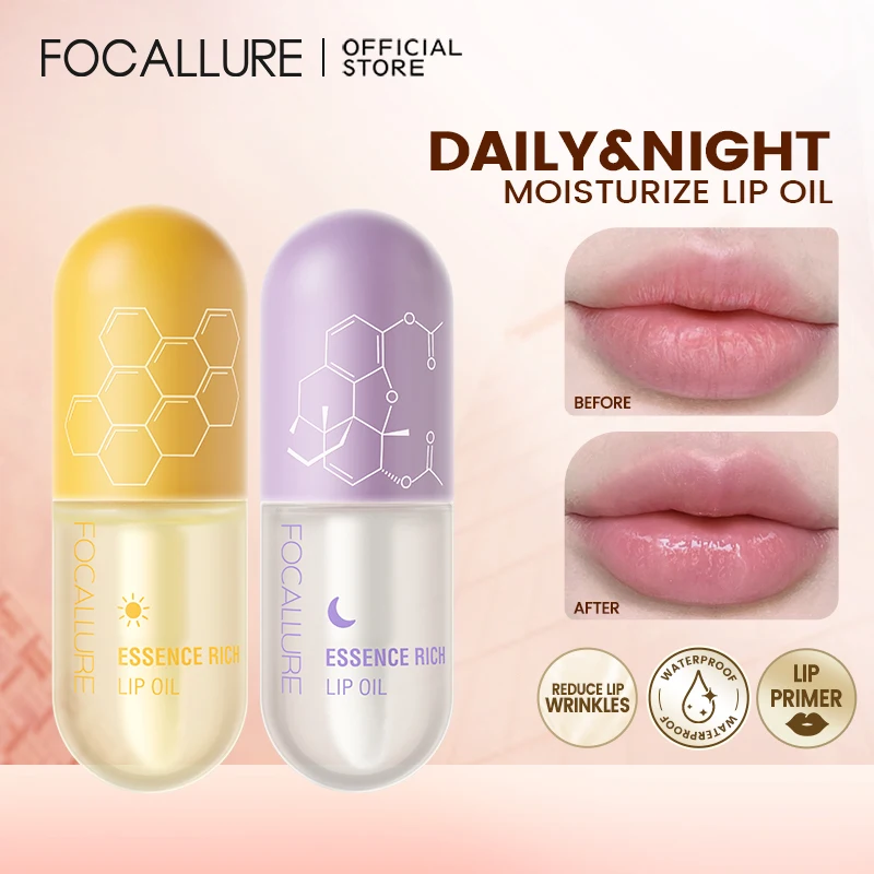 FOCALLURE Day Night Moisturizing Repairing Lip Oil Instant Volume Lip Plumper Reduce Fine Line Lips Care Makeup Cosmetics